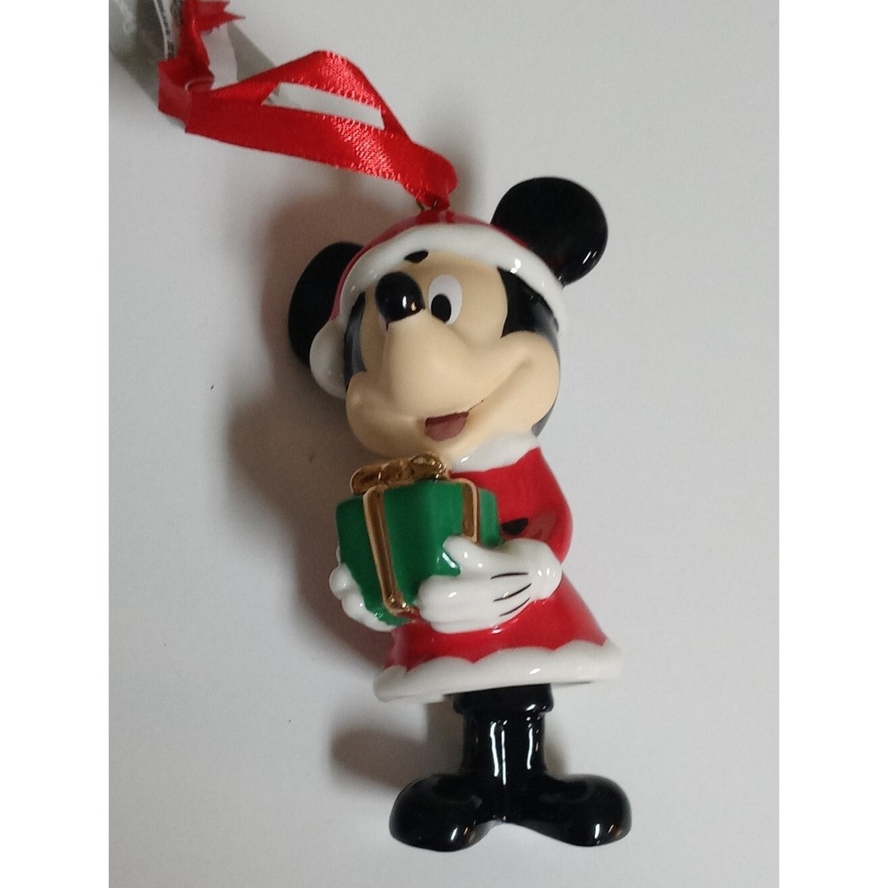 Disney Parks Mickey Mouse Santa Porcelain Ornament NWT